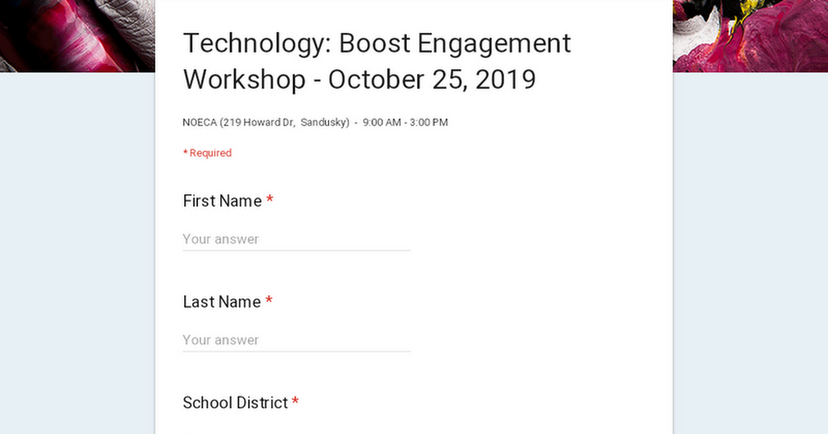 Technology:  Boost Engagement Workshop -  October 25, 2019