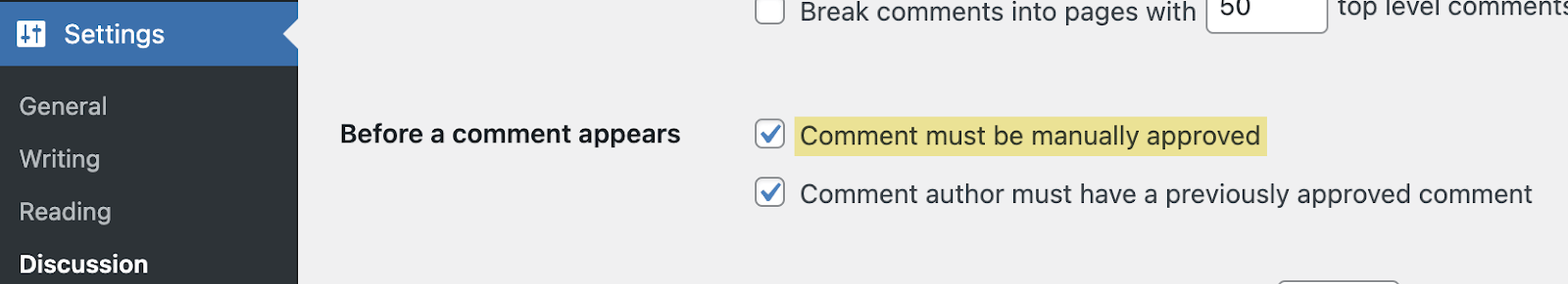 налаштування модерації коментарів у WordPress