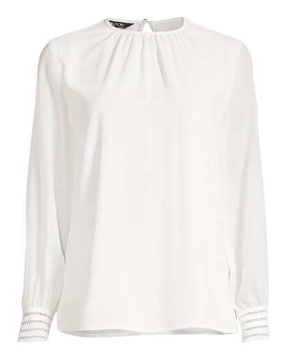 Women Over 60 Outfit Ideas Misook Chiffon-Sleeve Blouse