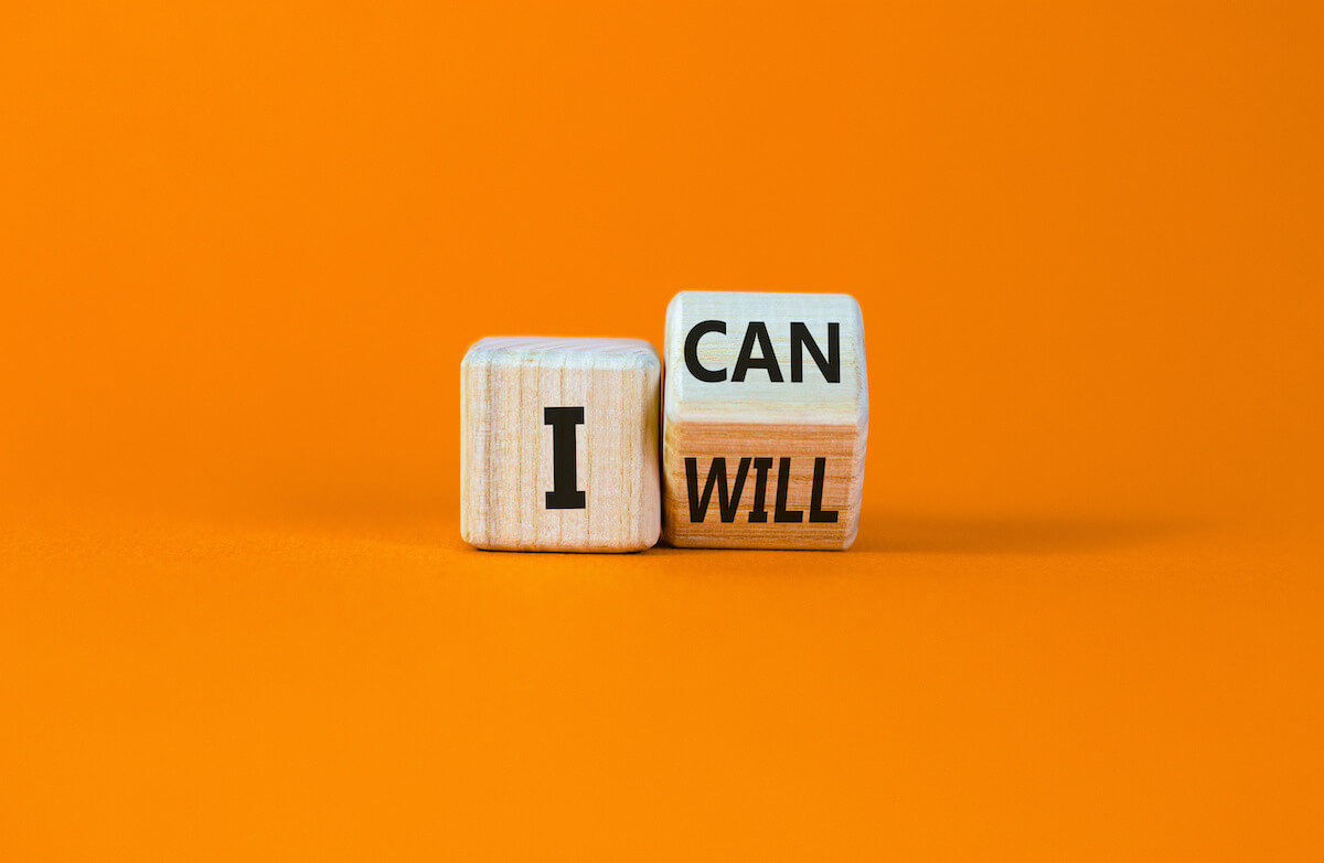 I CAN or I WILL written in wooden blocks