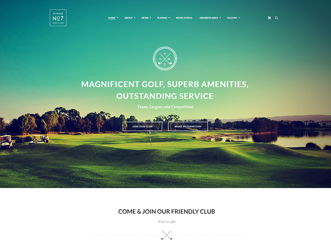 N7 - Tema de WordPress para clubes de golf, deportes y eventos