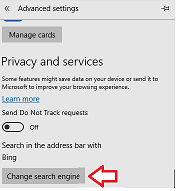 Setting up Google as your default search engine in Edge browser - change search engine