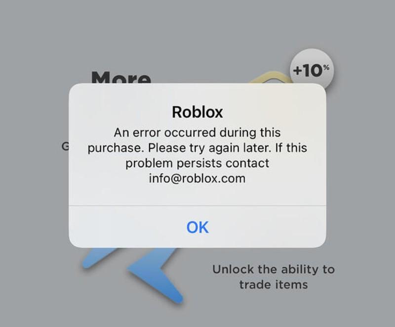 Roblox purchase error