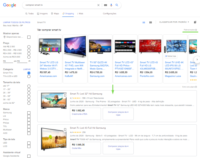 onde aparece o google shopping gratuito
