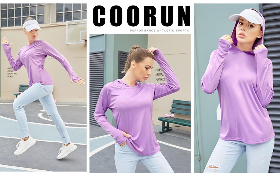 Womens Hoodies UPF 50+ Sun Protection Long Sleeve Outdoor T-Shirt Athletic Tops 
