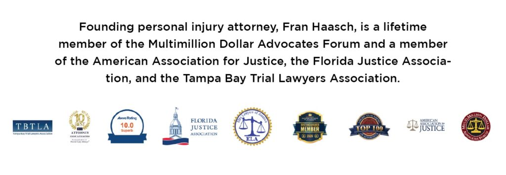 The Fran Haasch Law Group accolades and awards image, text and logos.