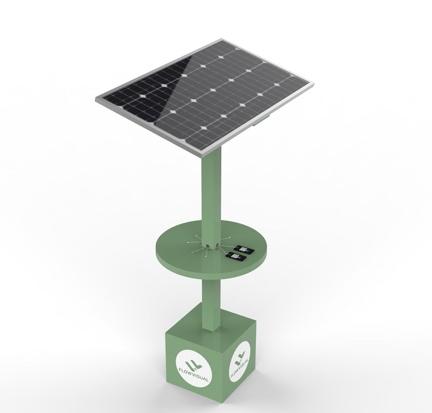 Solar powered charging station for mobile phones