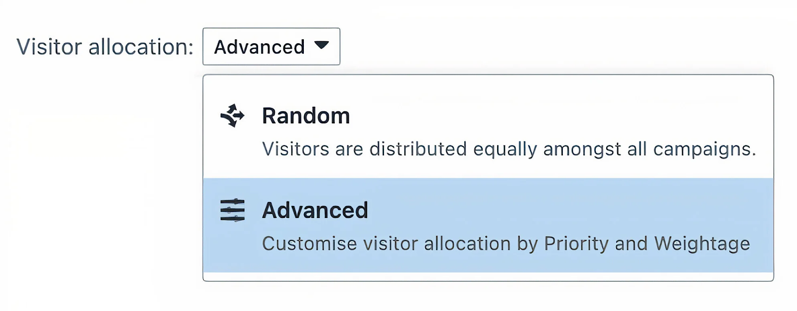 Mutually exclusive group with advanced or random allocation