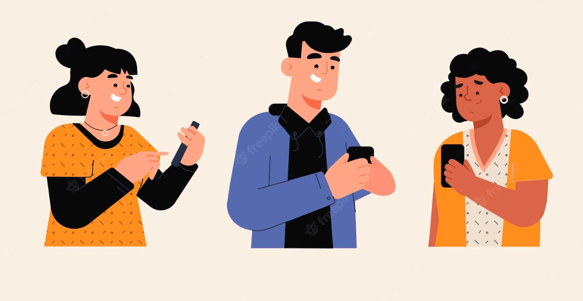 People using smartphone-vector illustration
