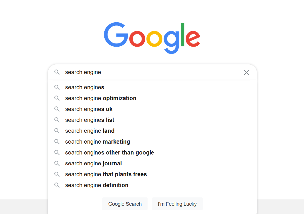 Google search engine results for the keyword search engine