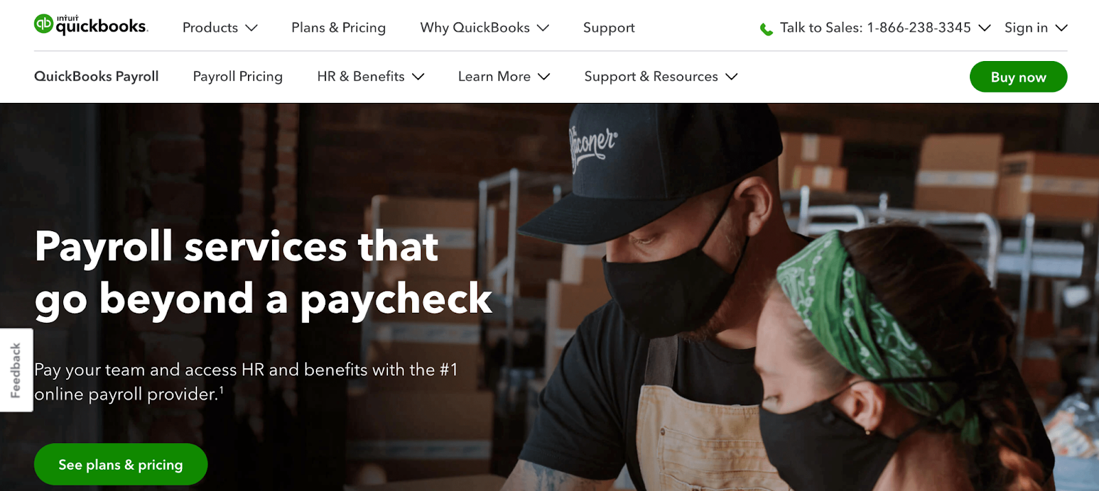 QuickBooks Payroll online payroll tax homepage.