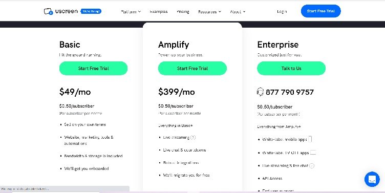 Uscreen Pricing Page