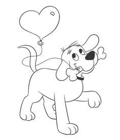 Cheerful dog valentine coloring page