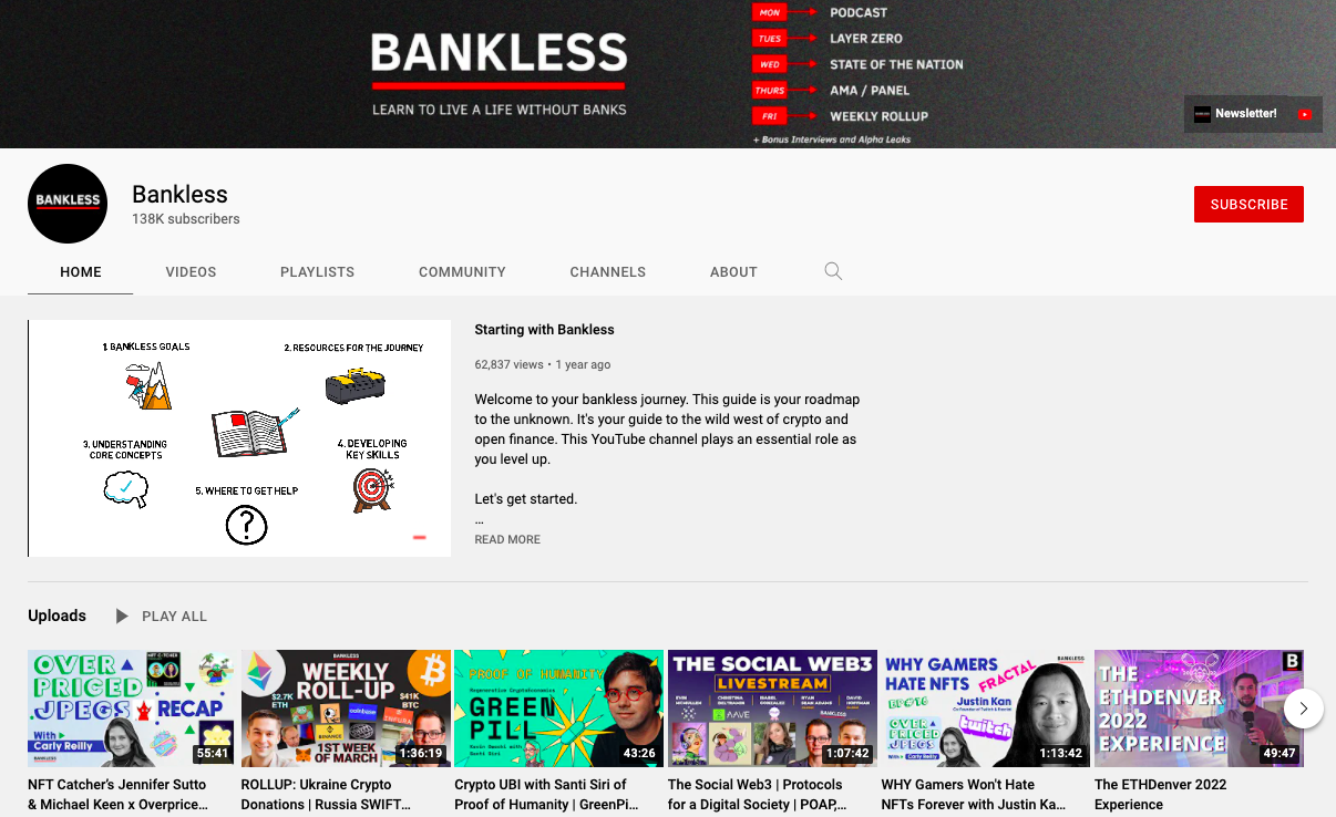 Bankless - crypto updates on Youtube
