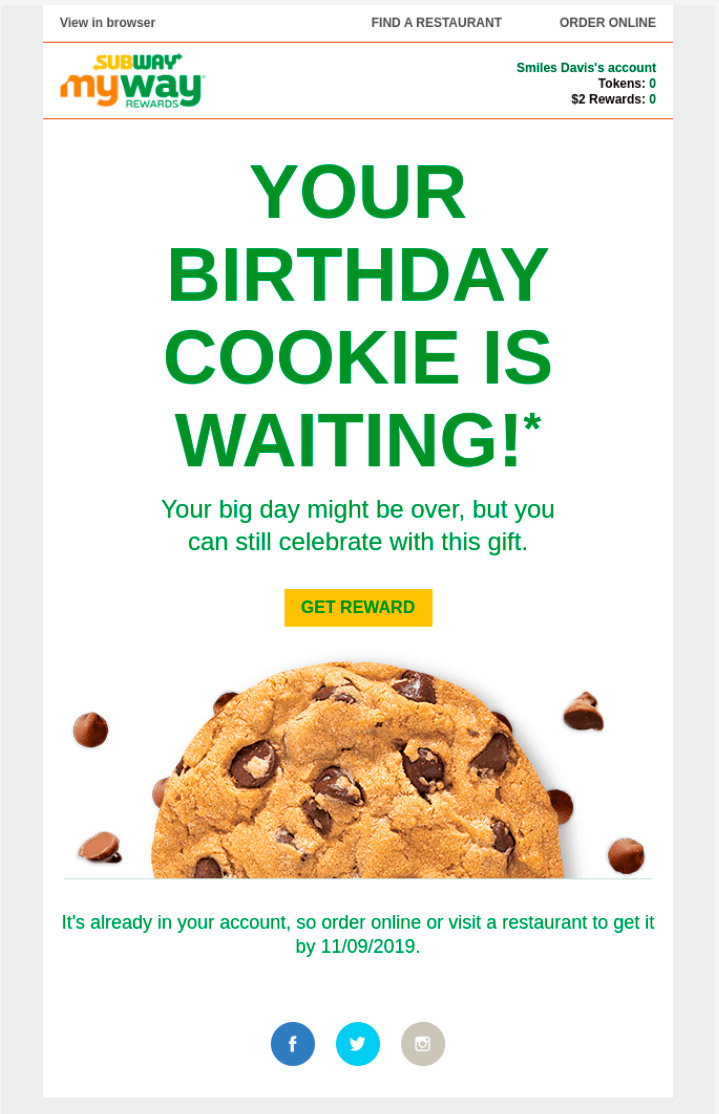 email cumpleaños cookie