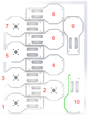 top view drone plates HSM works numbered 1-10