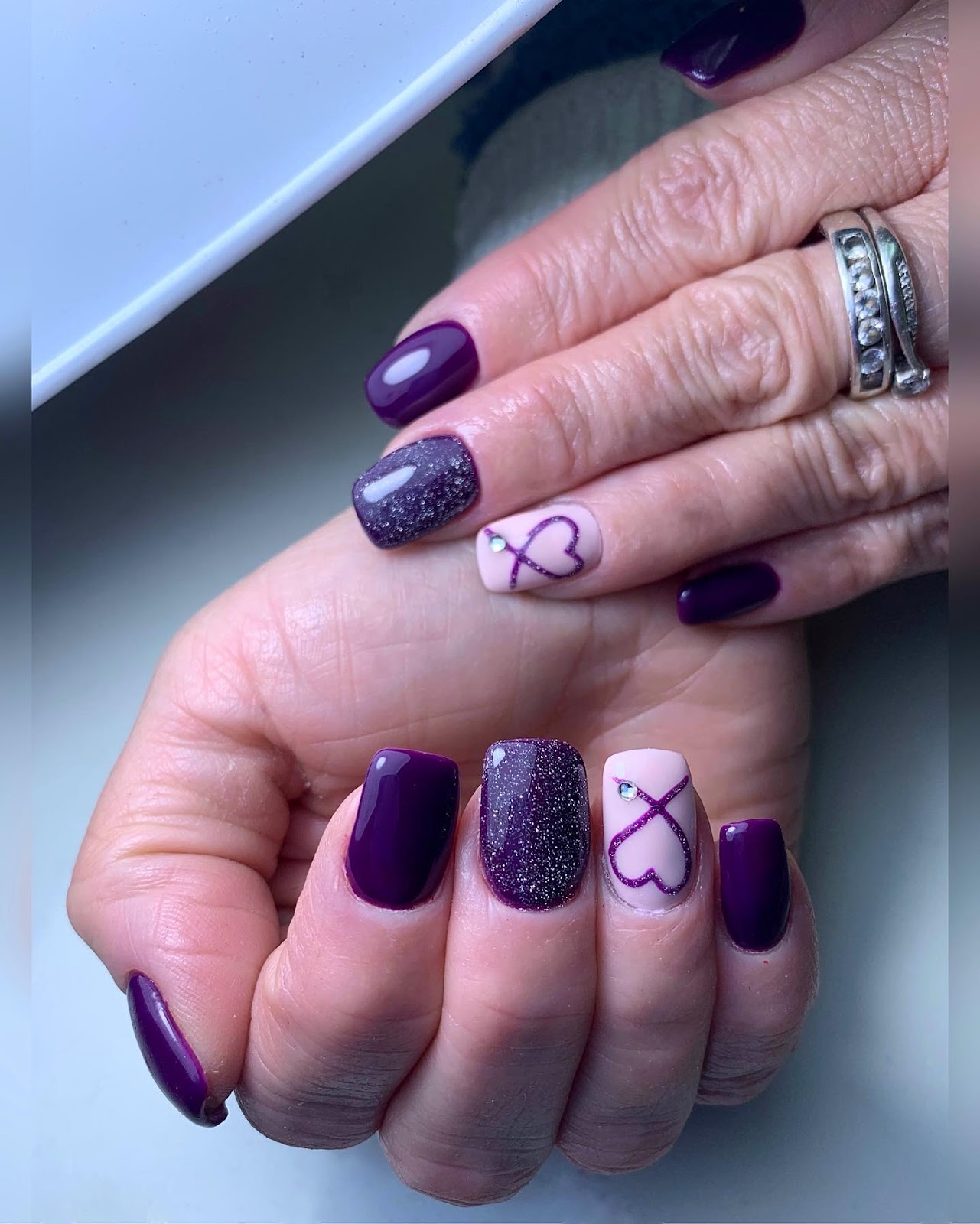 Purple Valentine Nail Designs