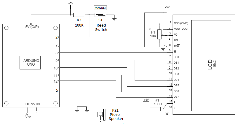 Arduino security alarm circuit