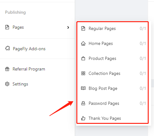Different landing pages on PageFly