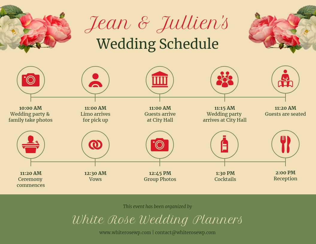 Flower Vintage Wedding Timeline Template
