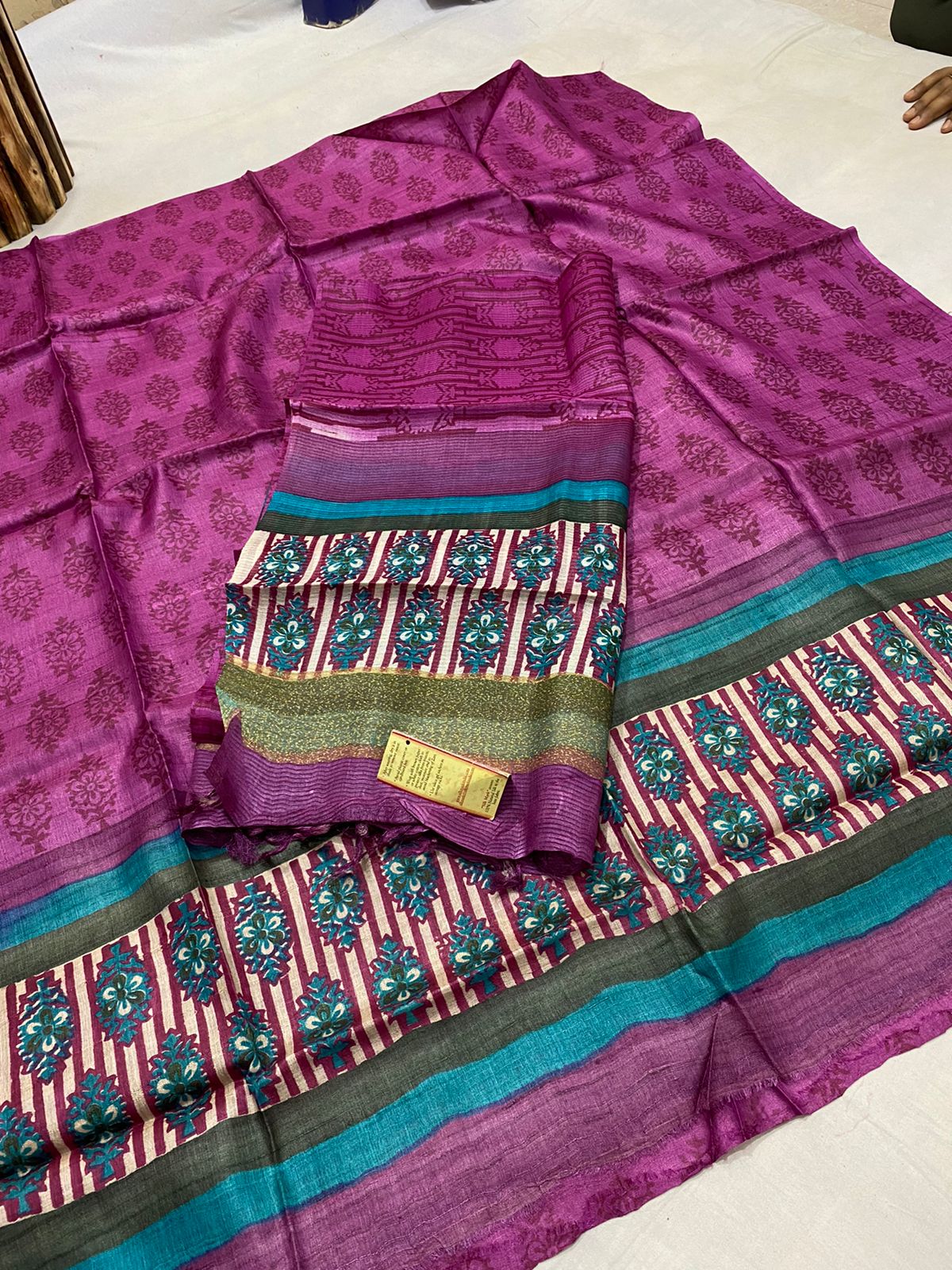 Tussar printed suit