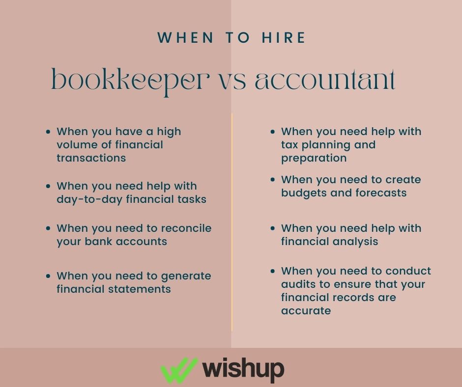 when to hire a bookkeeper vs accountant