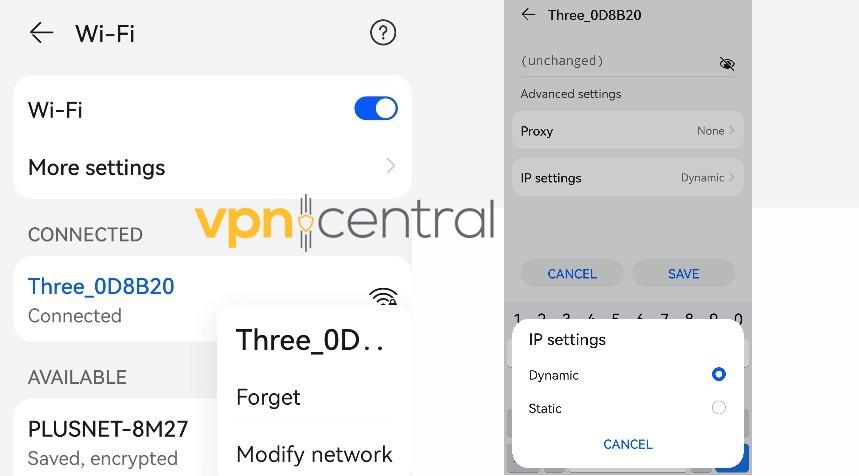 android wifi ip settings dynamic ip
