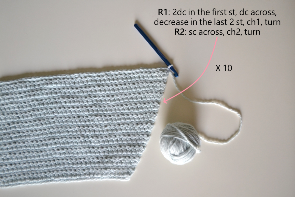 close up of crochet wrap in progress