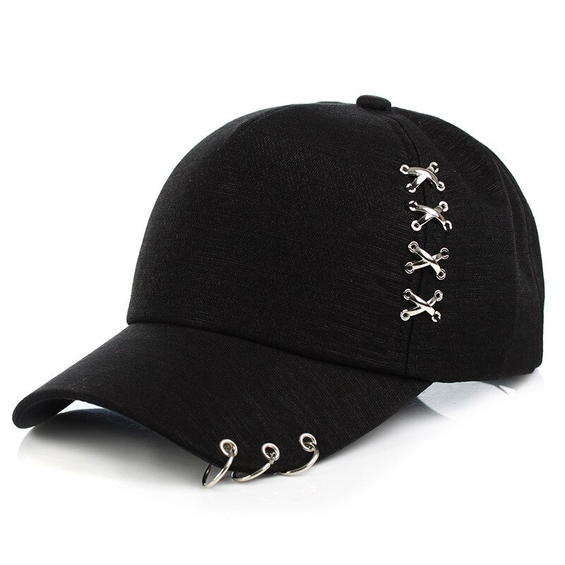 KPOP Boys Hat Iron Ring Baseball Adjustable Cap Hip Hop Snapback Gothic Cap  | eBay