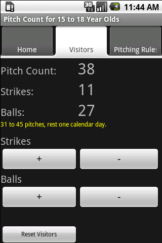 Baseball Pitch Count 15 and up apk