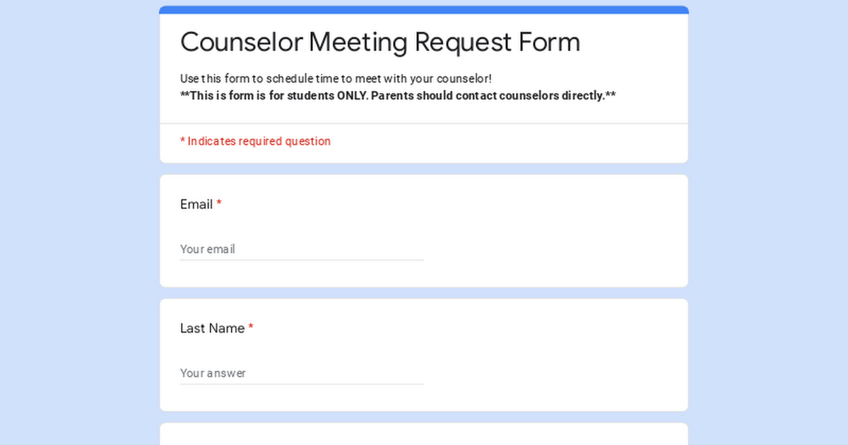 Counselor Meeting Request Form