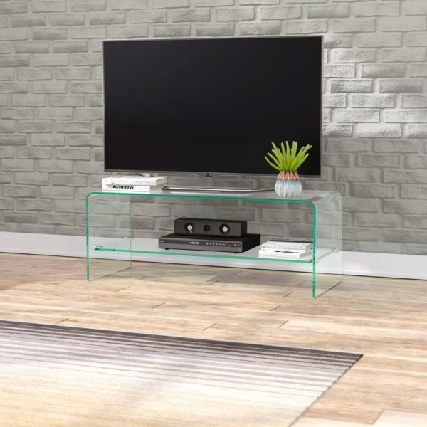 Glass TV Stand With Shelf
