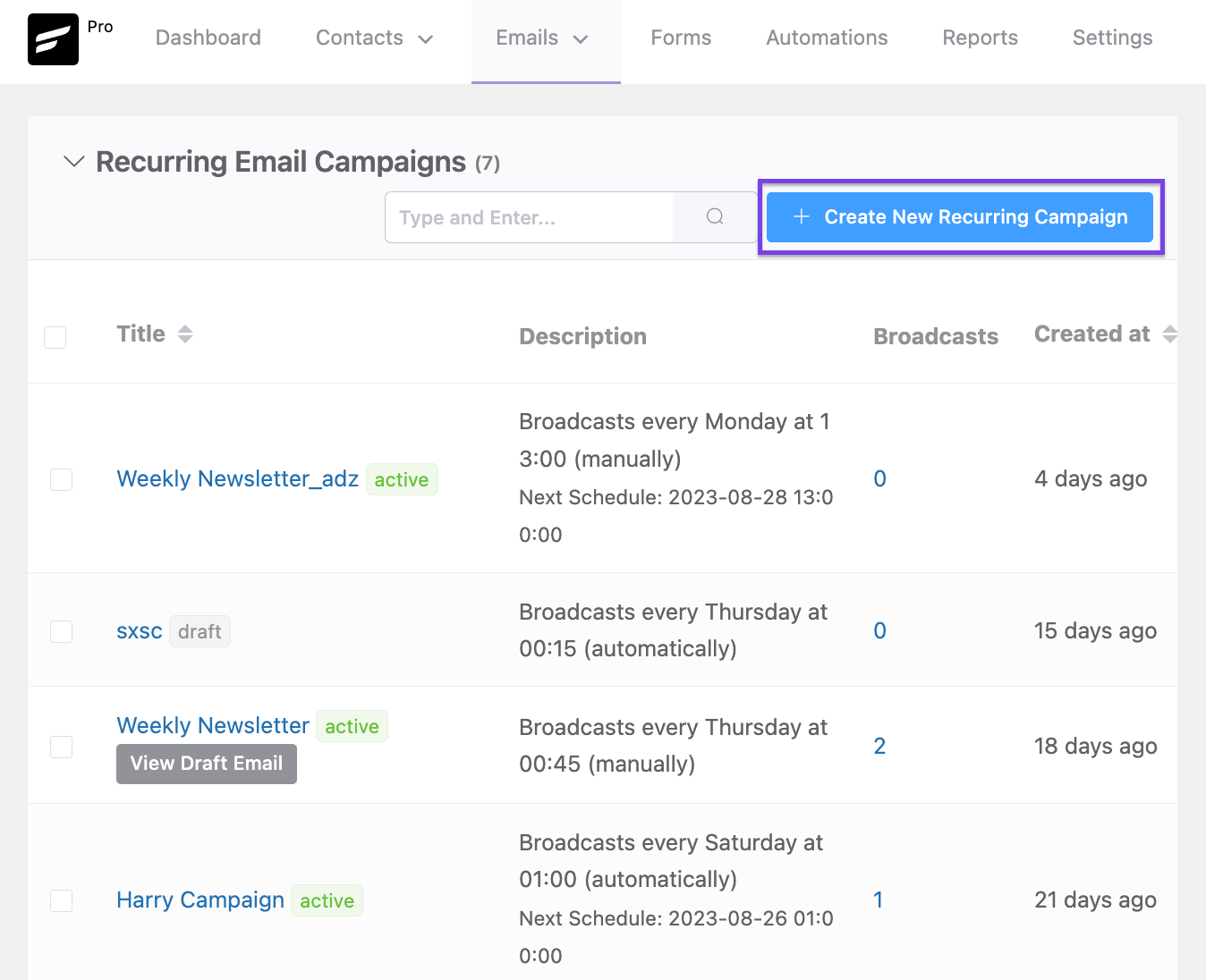 fluentcrm recurring campaigns