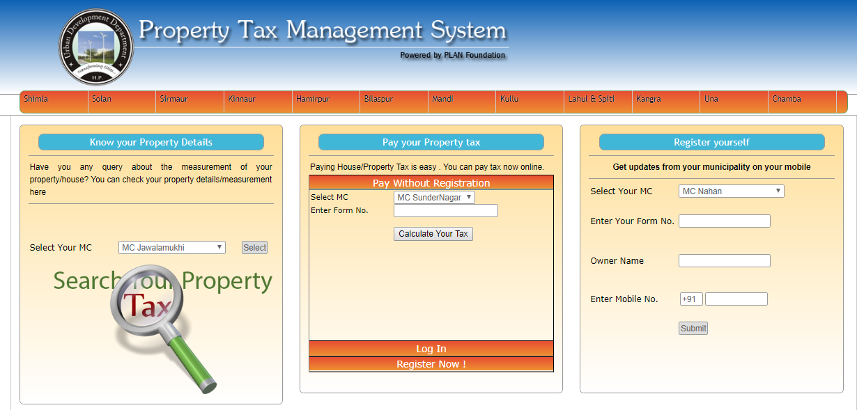 Himachal Pradesh Property Tax - Online Payment