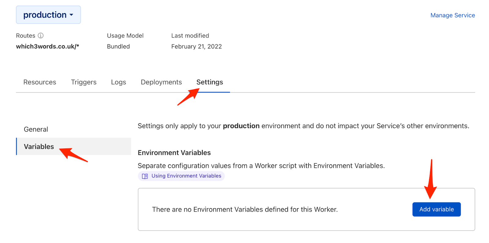Creating your worker's environment variable.