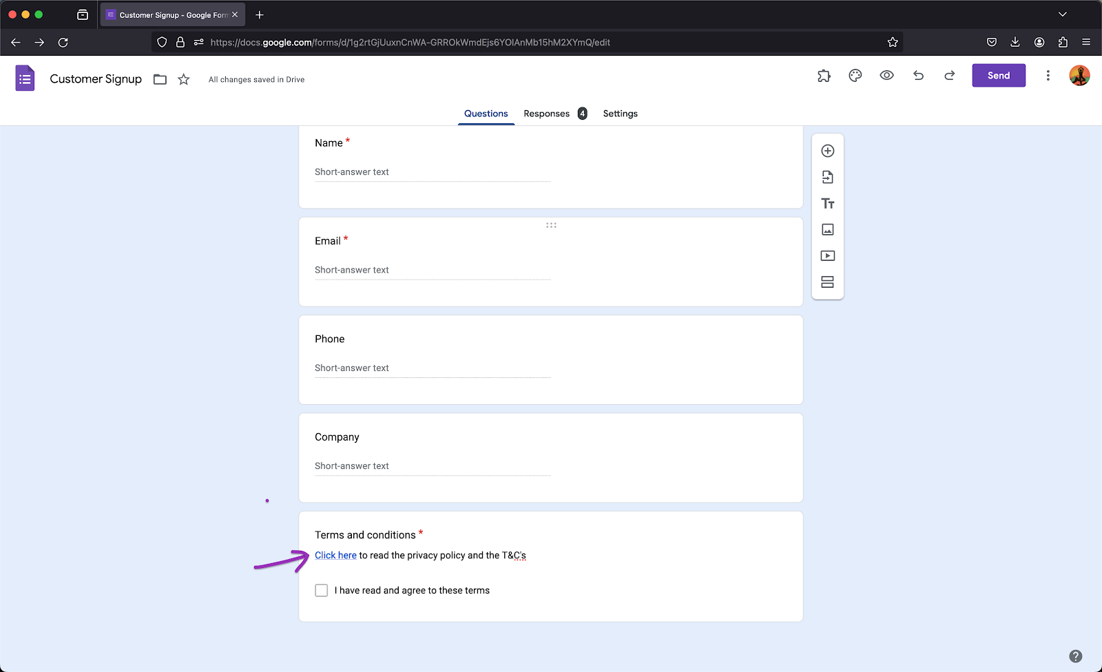 How to add terms and conditions in Google Forms? | Fillable PDF