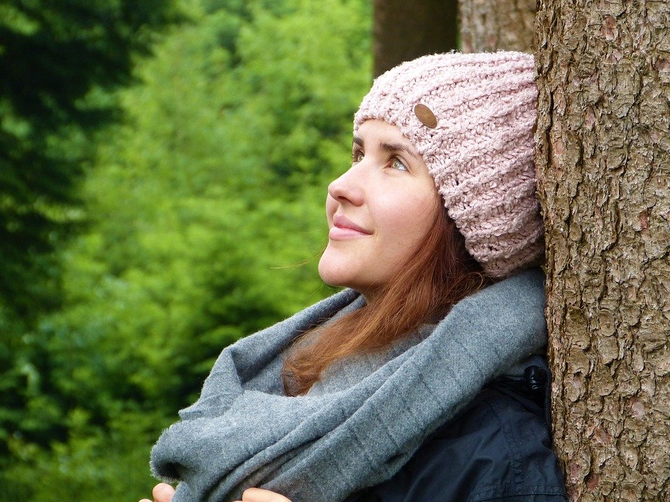 Woman, Girl, Forest, Trees, Luck, Relaxation, Silent