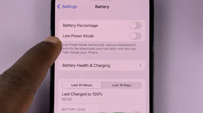 disabling low power mode on iPhone