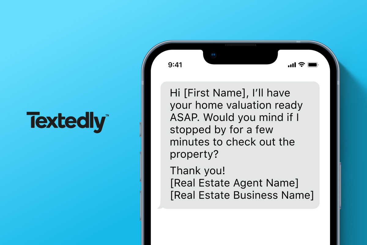 real estate text message template with a seller valuation