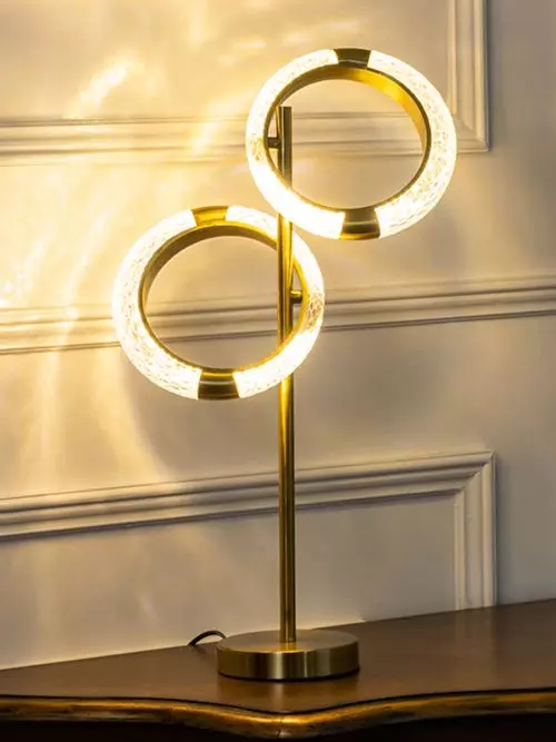 Megara Golden Metal Table Lamp With In Built Light 