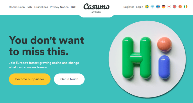 Casumo Affiliates best deal for publishers and webmasters