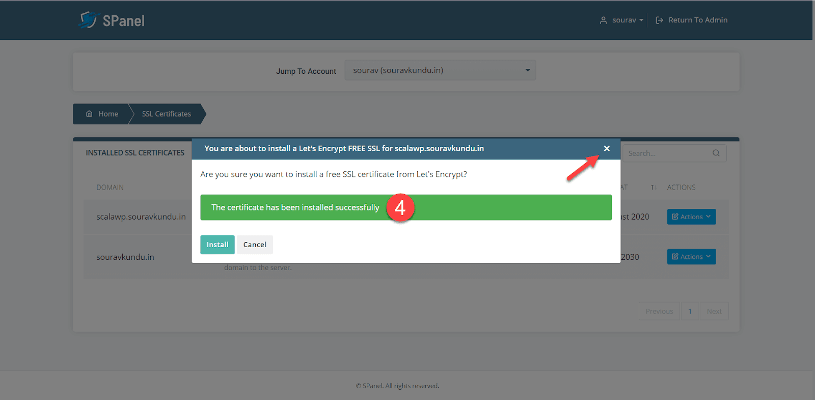 Como instalar o certificado SSL gratuito no Scala SPanel parte 4