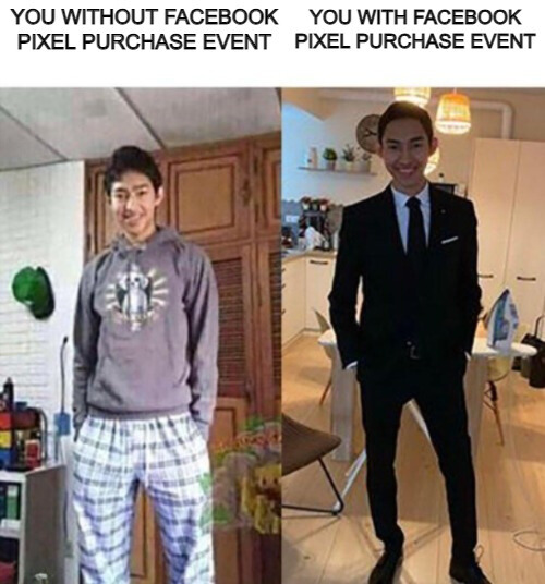 Literally you with vs. without Facebook Pixel purchase event