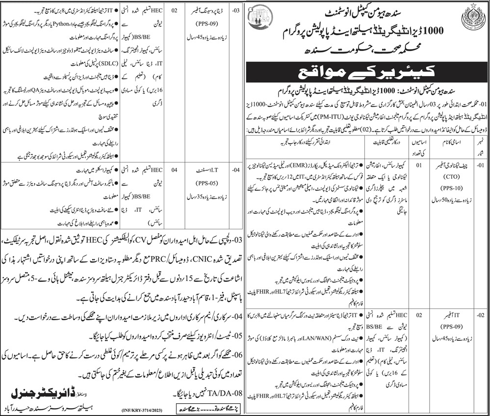 Job Vacancies in Hyderabad Sindh Health Department