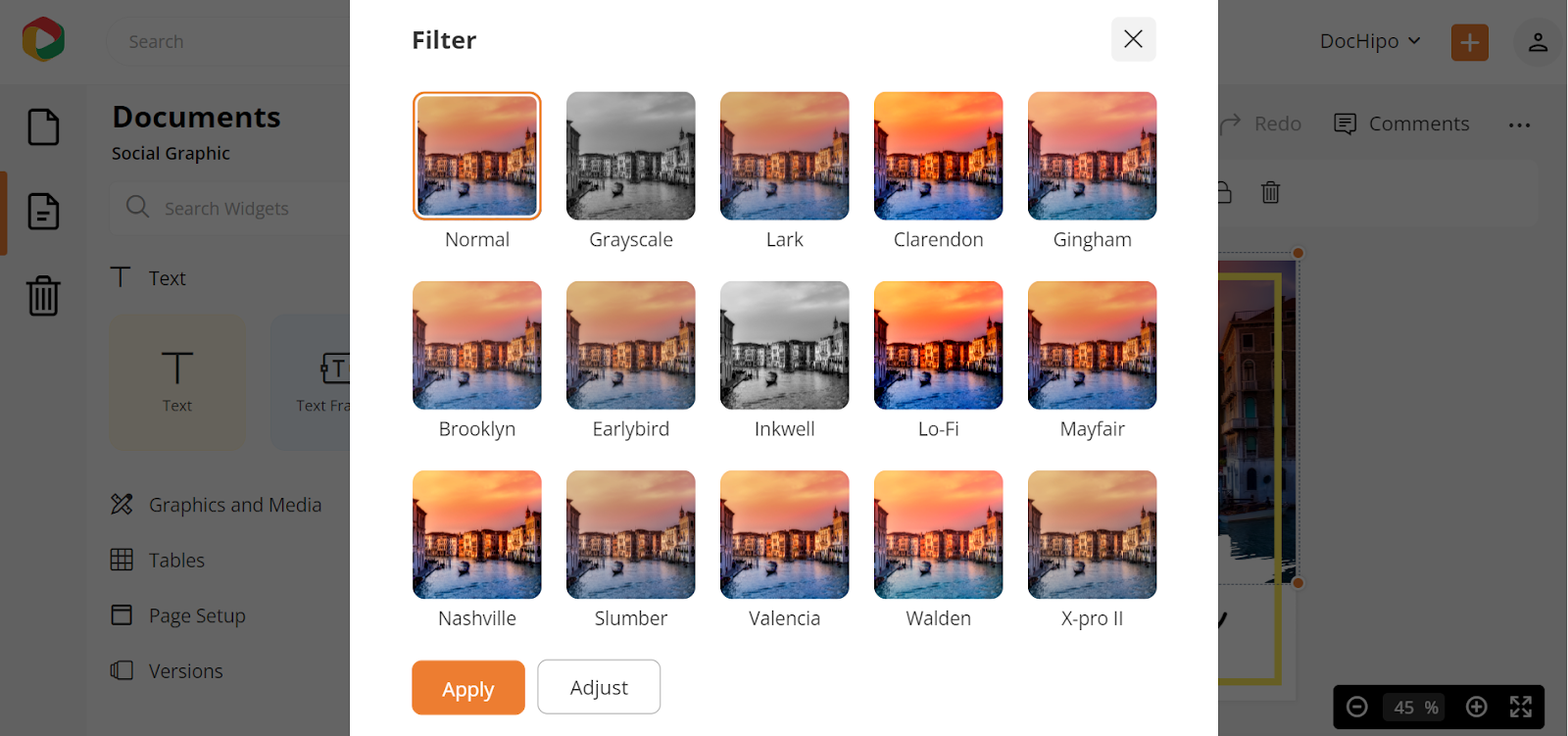 DocHipo's Photo Filter Options