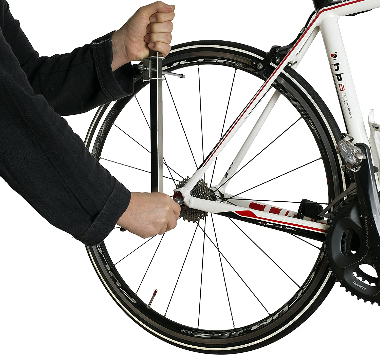 To fix a derailleur hanger, simply use an alignment gauge like this.