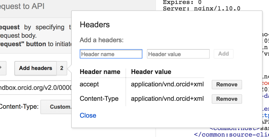 Google OAuth Playground accept and Content-type header configuration