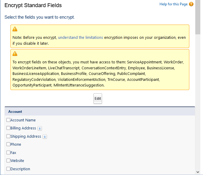 Image of steps to Encrypt fields