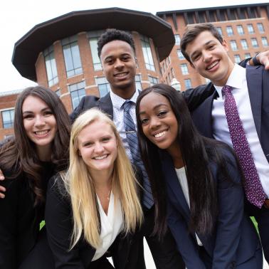 Fisher students in front of Mason Hall