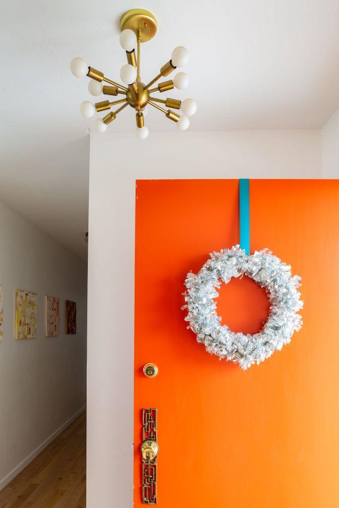 Mid-century Modern Tinsel Wreath and Sputnik Chandelier via suburbanpop